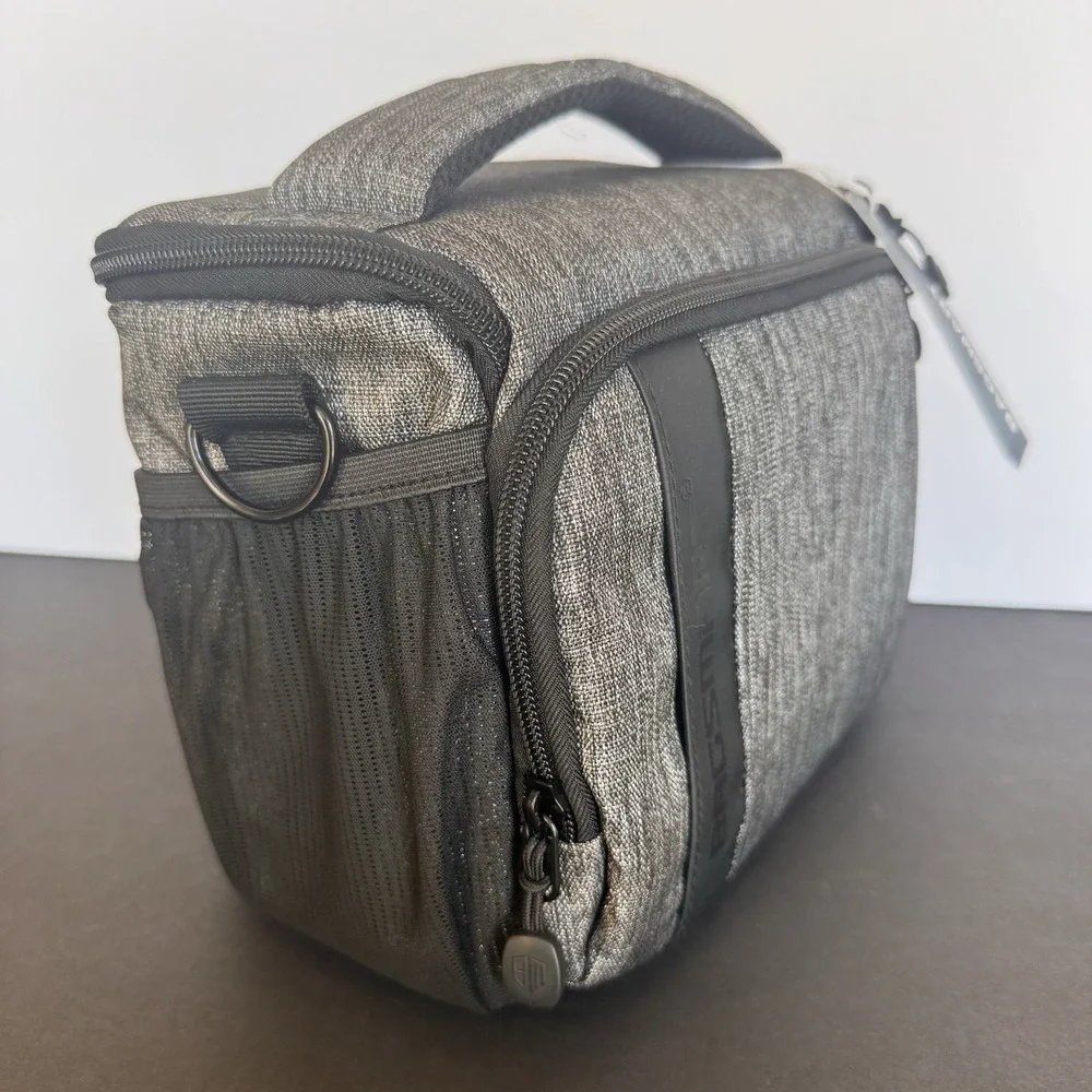 BAGSMART Compact Camera Shoulder Bag with Waterproof Rain Cover Grey Gray